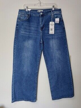 NWT KATCH ME Wide Leg Women's Jeans - Medium Blue, Size 18